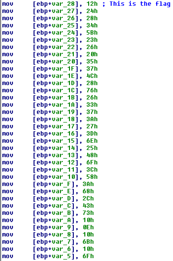 Assembly showing data being moved into var_28