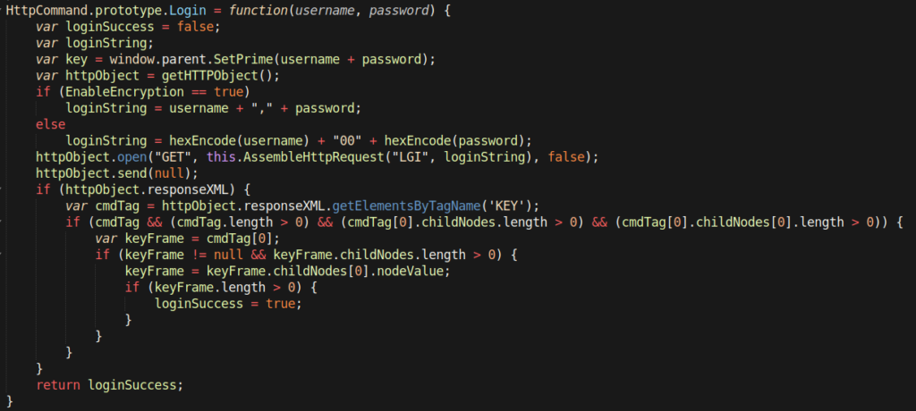 Client-side JavaScript handling authentication